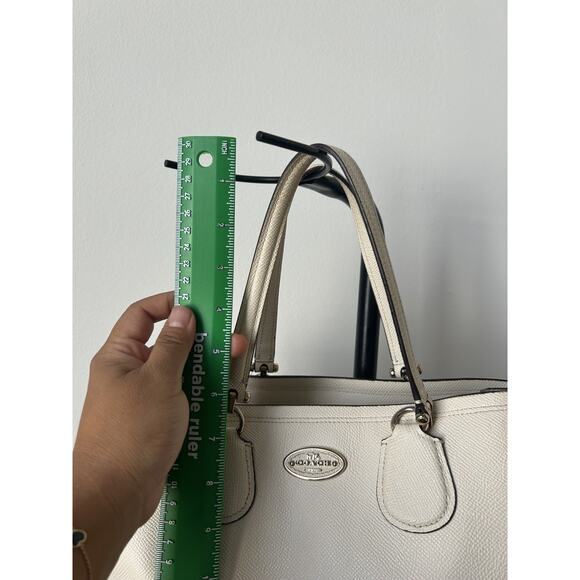Coach 34563 Women Crossgrain Top Handle Hand Bag Purse White Chalk Carry-all - Picture 6 of 11